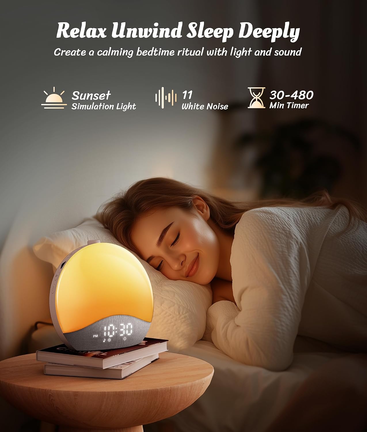 Sunrise Alarm Clock, White Noise Sound Machine, 26 Soothing Sounds