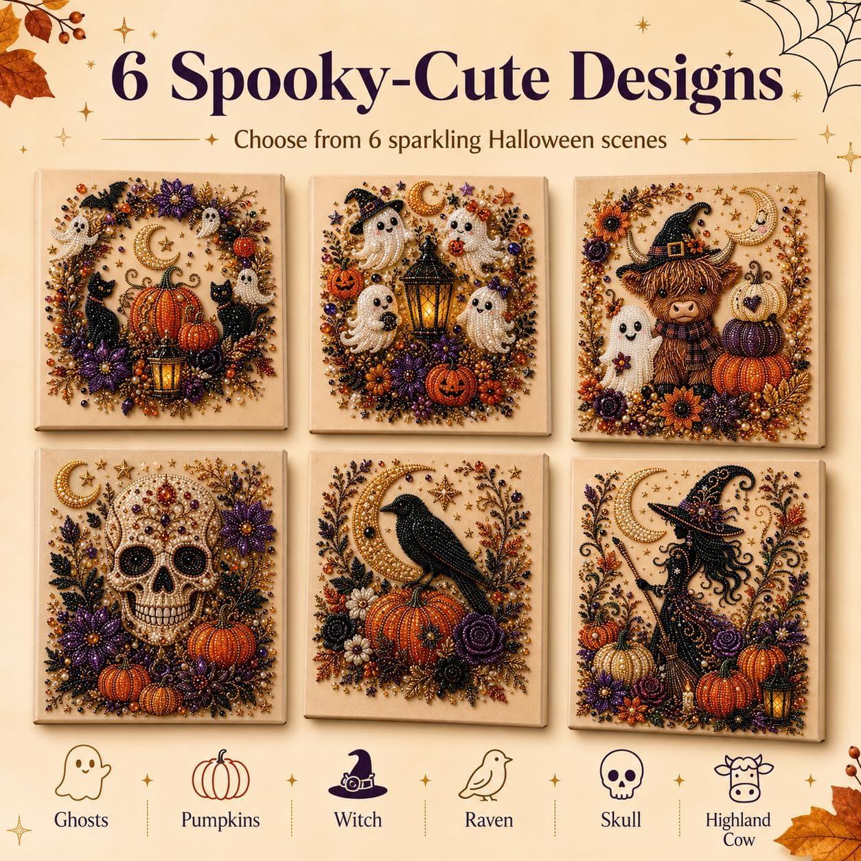 Halloween Diamond Pearl Art Kits for Adults, DIY Pearl Painting Ghost Diamond Spooky Cute 3D Crafts DIY Fall Home Decor Wall Art Handmade Beginner Seasonal Party Gift(Ghost)