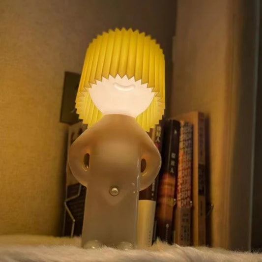 Table Lights Naughty Boy Creative Table Lamp Unique LED Pleats Reading Lighting Bedroom Bedside Night Light Children's Gift Q