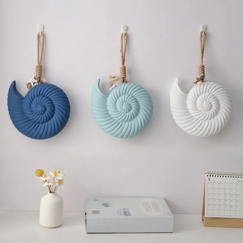 Mediterranean Wall Decor Pendant Wood Shell Starfish Wall Hanging Ornaments Vintage Living Room Ocean Beach Theme Restaurant