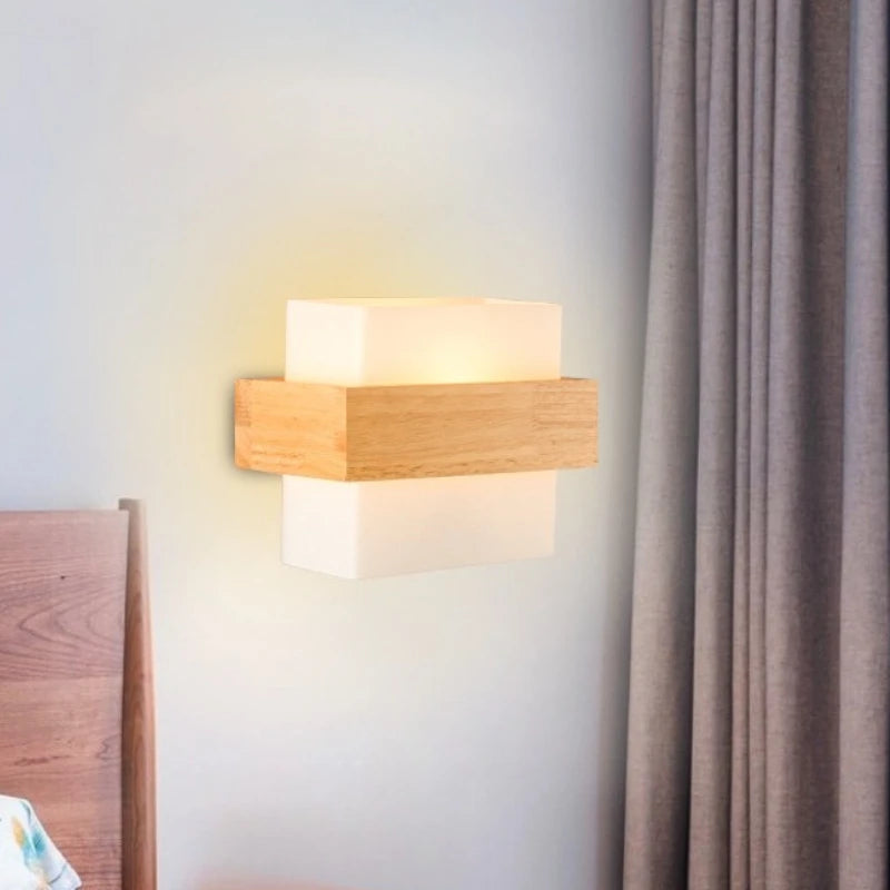 Modern Wood Lamp Led Wall Lamps Glass Light Mirror Washer Sconces Wall Light Fixtures Dressing Living Room Dining Room Bedroom