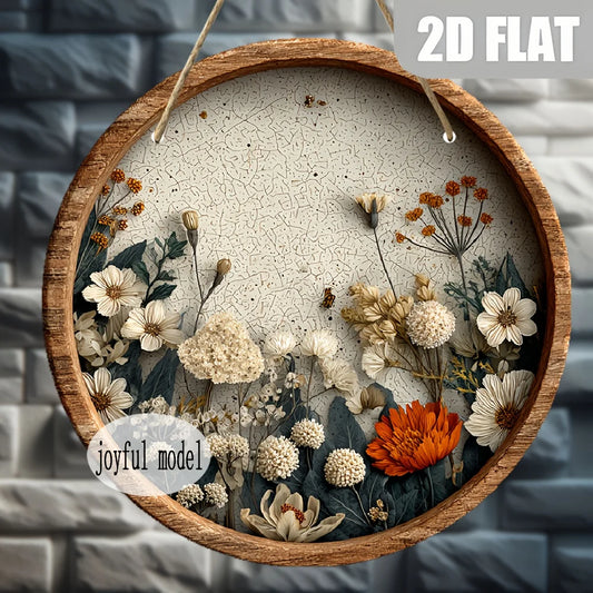 2D Flat, Vintage Floral Wall Decor - Beige/Orange/White/Gray/ Green/ Brown/Black/ - Farmhouse, Kitchen, Living Room, Garage Deco