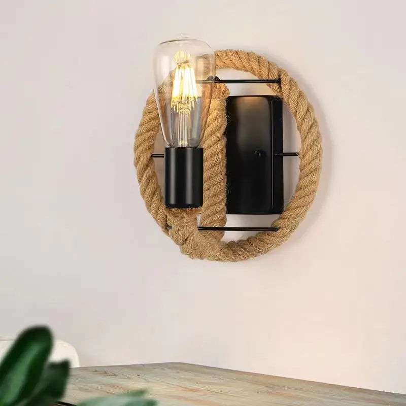 Wall Decor Lamp for Bedroom American Twine Retro Industrial Style Creative Village Restaurant Bar Aisle Wall Light