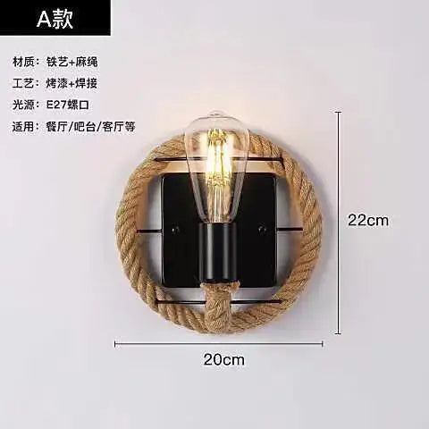 Wall Decor Lamp for Bedroom American Twine Retro Industrial Style Creative Village Restaurant Bar Aisle Wall Light