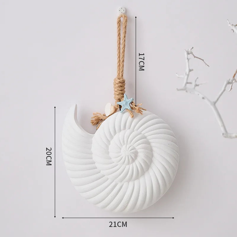 Mediterranean Wall Decor Pendant Wood Shell Starfish Wall Hanging Ornaments Vintage Living Room Ocean Beach Theme Restaurant