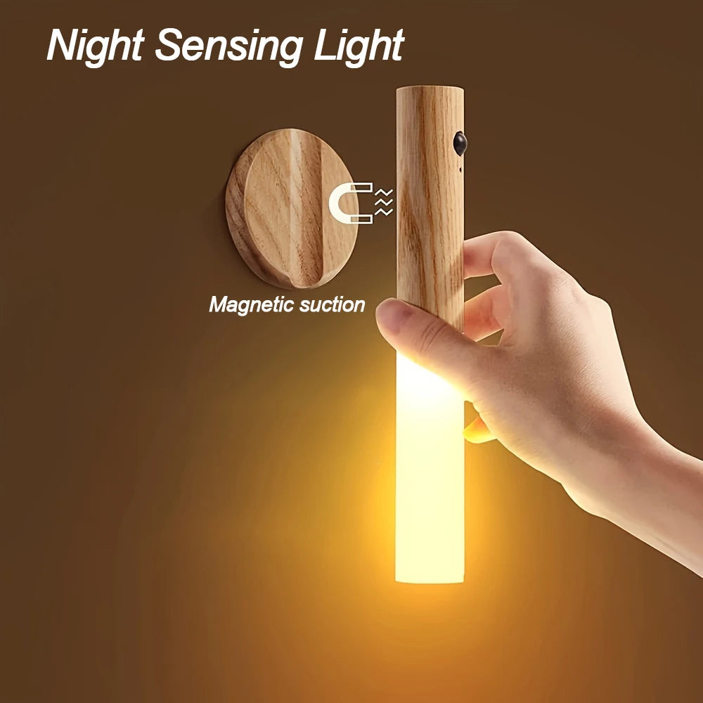 LED Night Light Smart Induction Magnetic Lamp USB Rechargeable Corridor Cabinet Household Toilet Wall Bedroom Stair Wall Lamp
