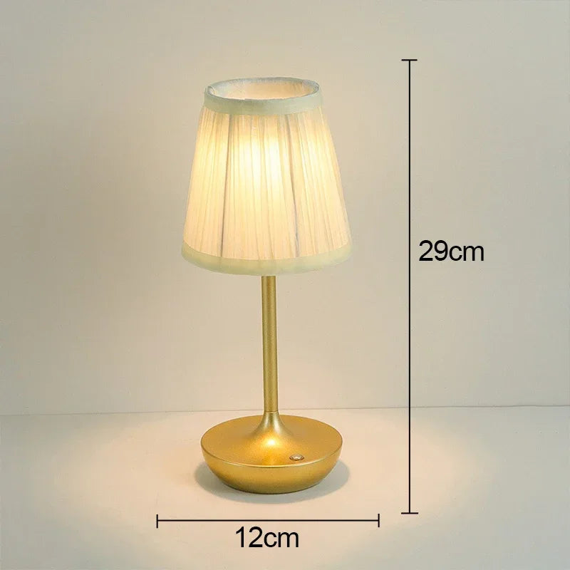 LED Table Lamps Simple Chinese Style Decoration Lamp Dimmable USB Rechargeable Fabric Lampshade Bedroom Bedside Lighting