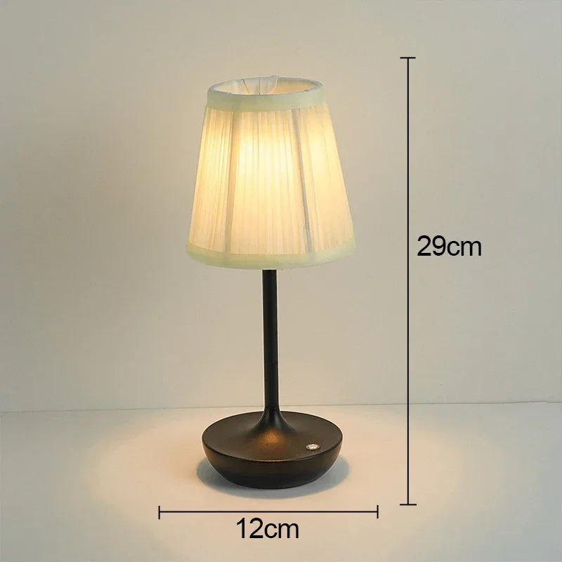 LED Table Lamps Simple Chinese Style Decoration Lamp Dimmable USB Rechargeable Fabric Lampshade Bedroom Bedside Lighting