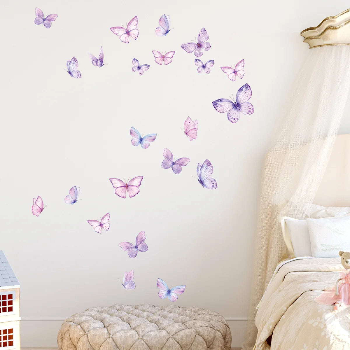 Romantic butterfly Wall Stickers Creative Home Wall Decor Self-adhesive Kids Room Decoration Bedroom Background Wall Decor