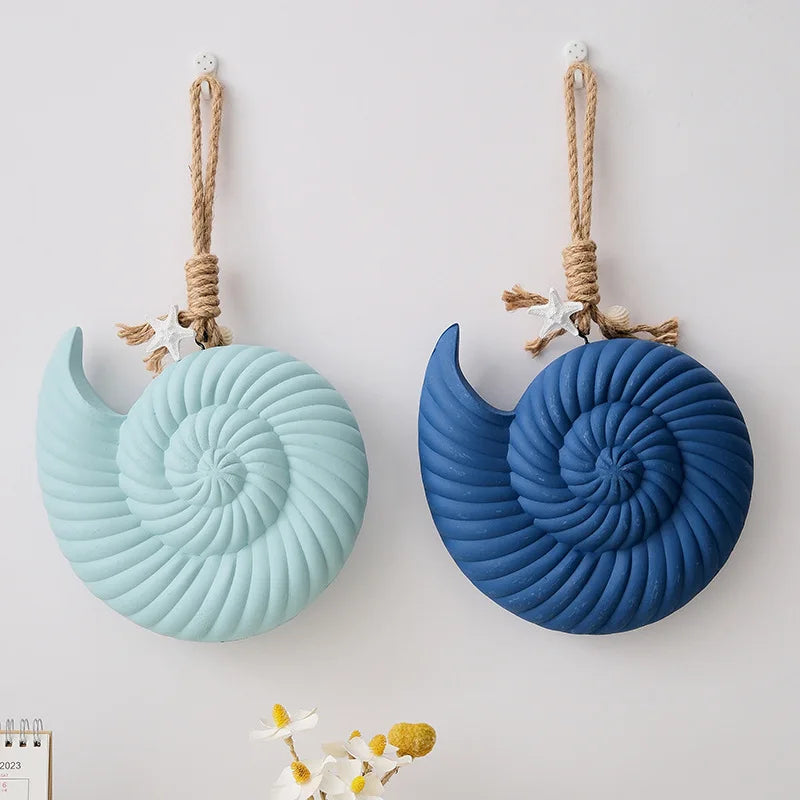 Mediterranean Wall Decor Pendant Wood Shell Starfish Wall Hanging Ornaments Vintage Living Room Ocean Beach Theme Restaurant