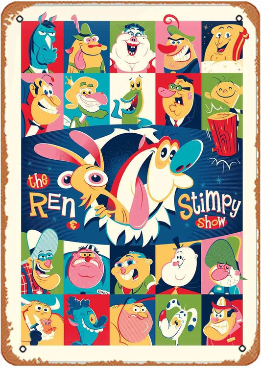 Wall Decor Sign - The Ren N Stimpy Show Poster Metal Signage Vintage Wall Decor , Retro