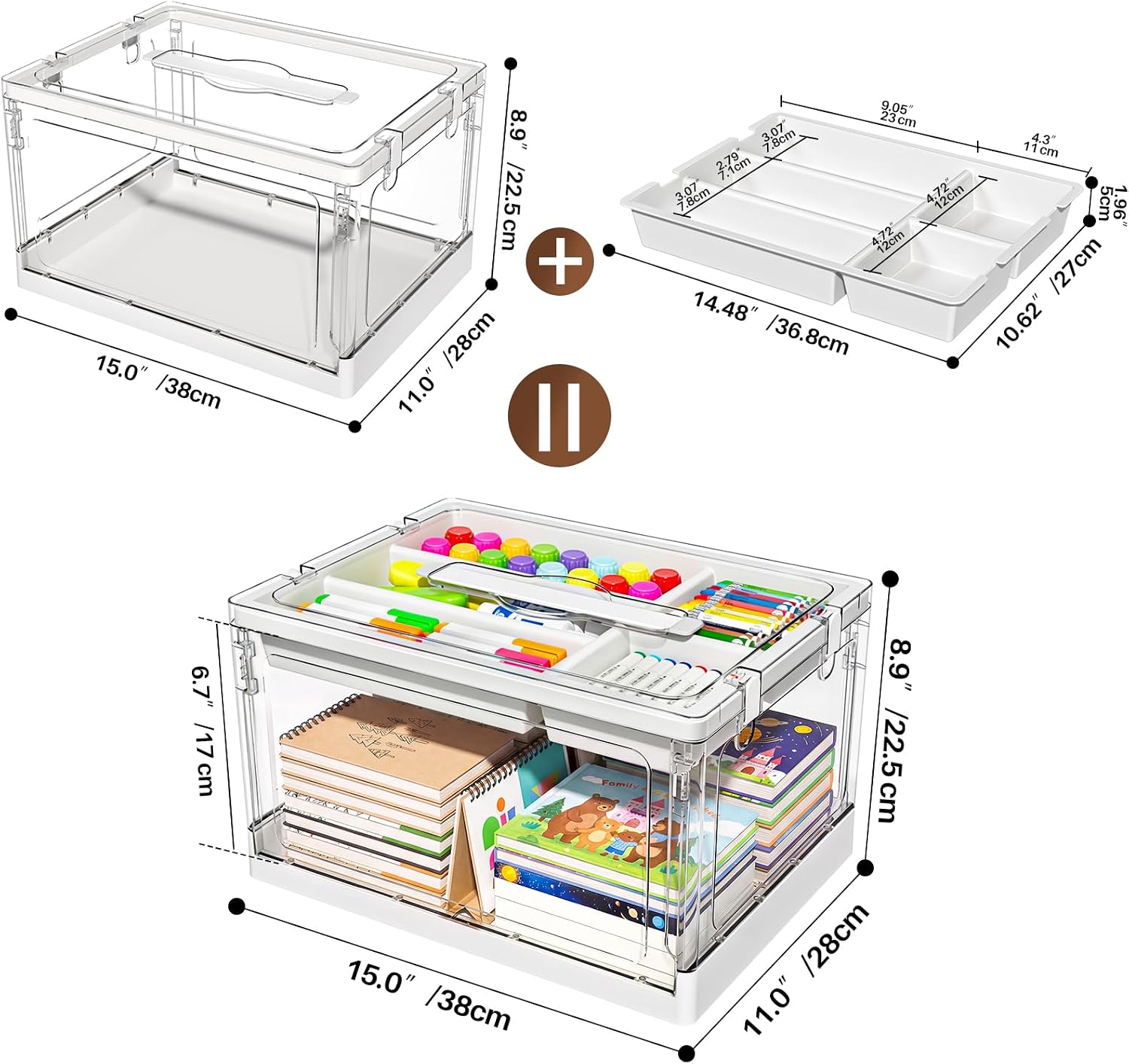 24QT 1Pack Craft Organizers and Storage with Tray, Craft Storage Box