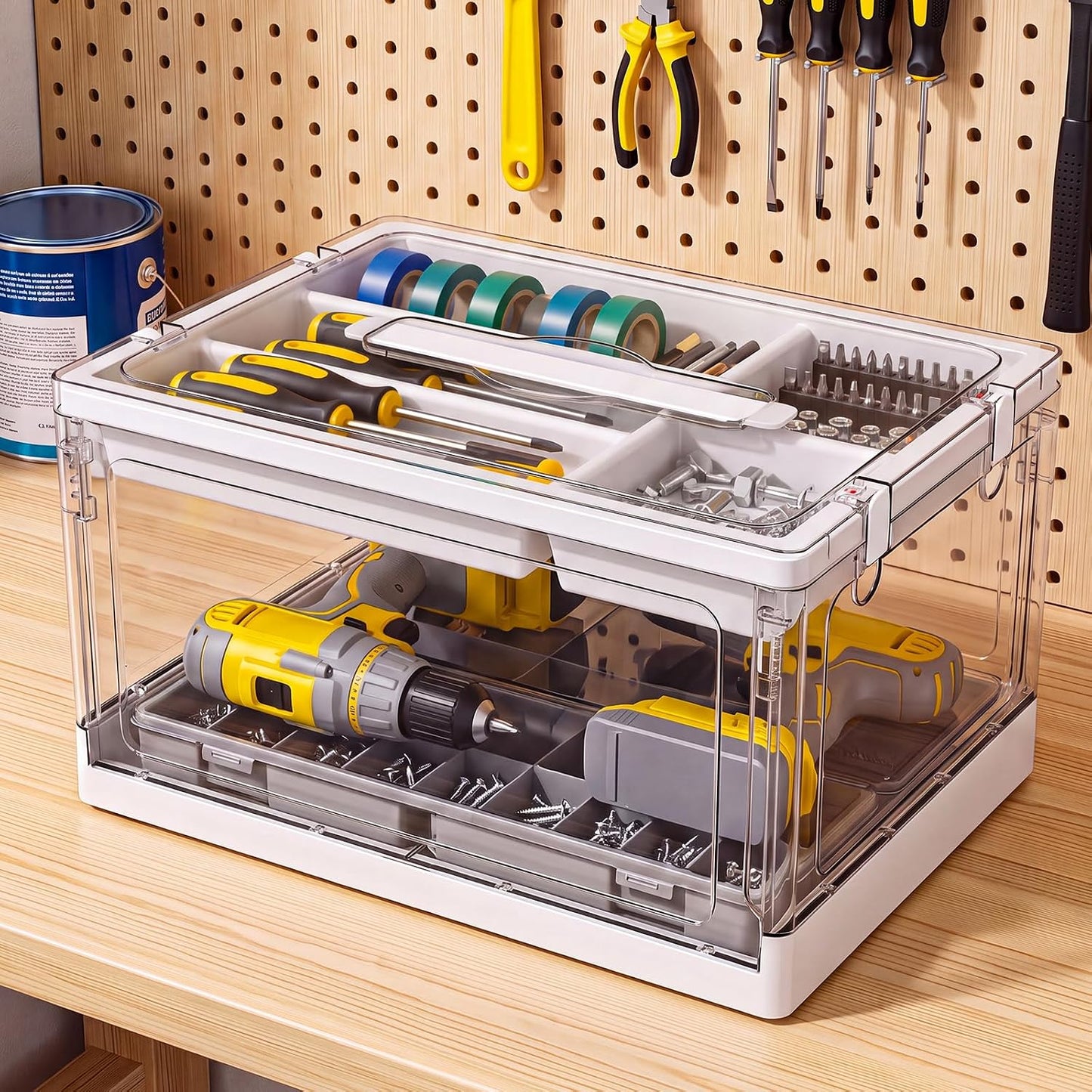 24QT 1Pack Craft Organizers and Storage with Tray, Craft Storage Box