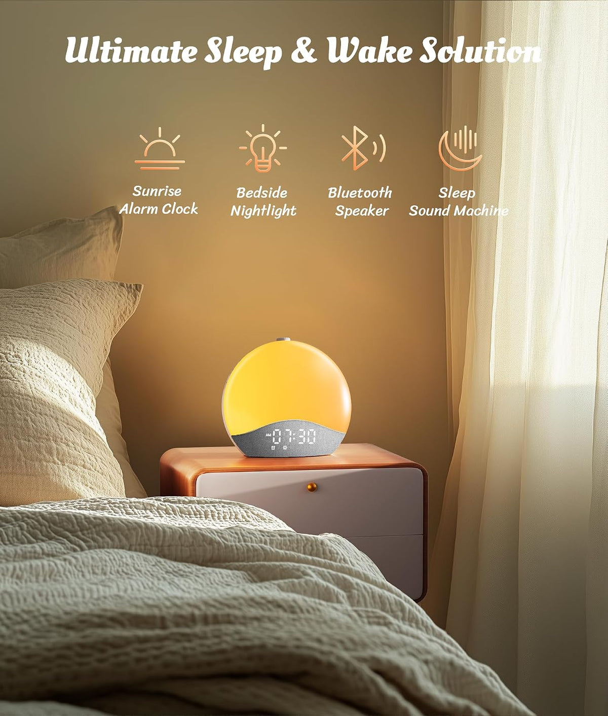 Sunrise Alarm Clock, White Noise Sound Machine, 26 Soothing Sounds