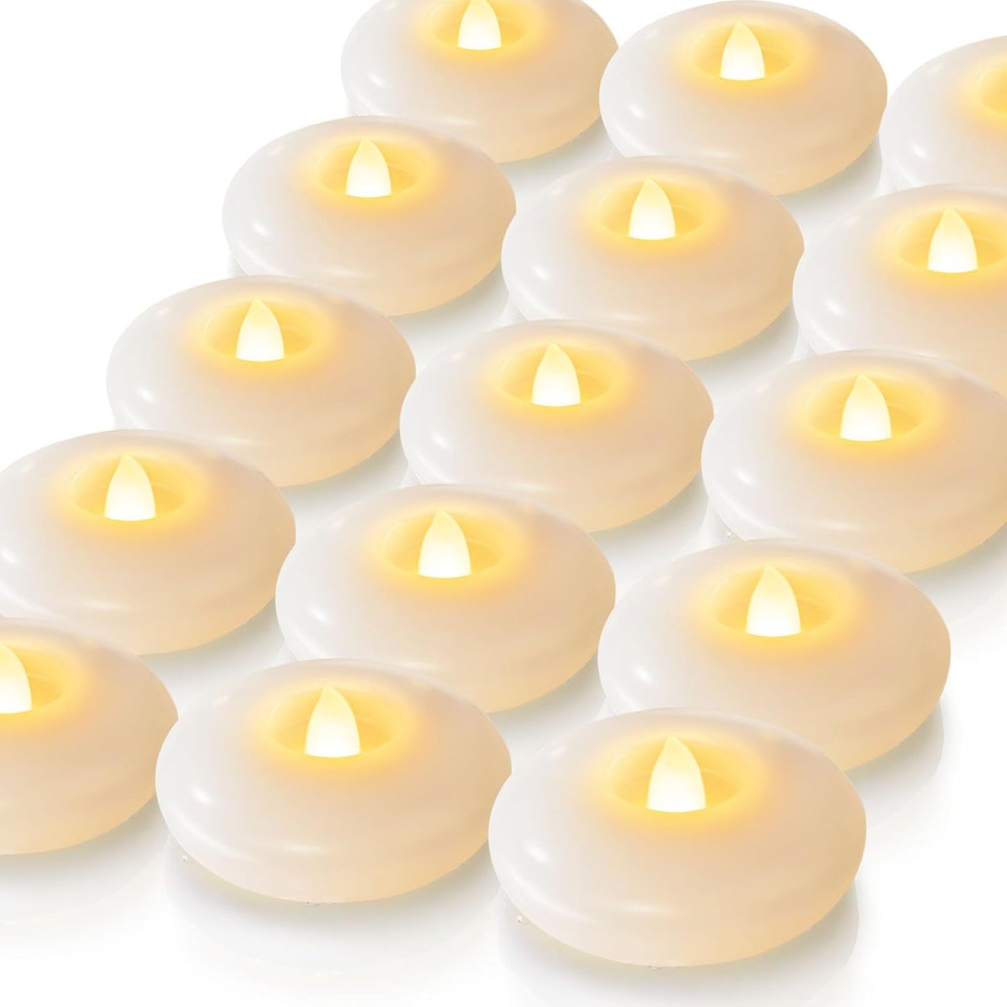 24Pack 3" White Flameless Floating LED Candle, Waterproof Tealight