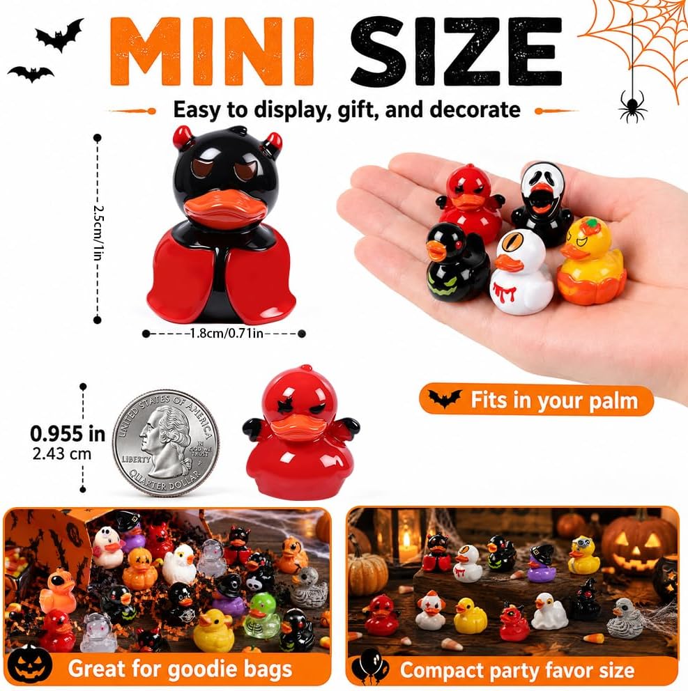 61Pcs Halloween Mini Resin Duck Novelty Halloween Party Favors Gift