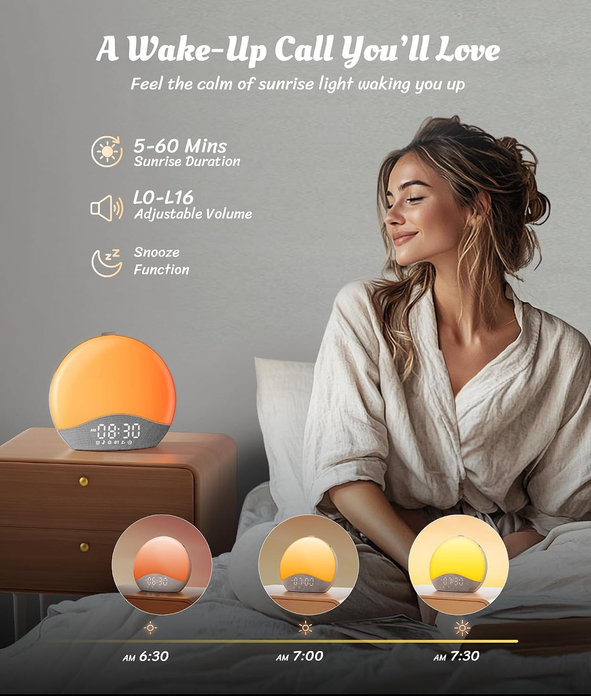 Sunrise Alarm Clock, White Noise Sound Machine, 26 Soothing Sounds
