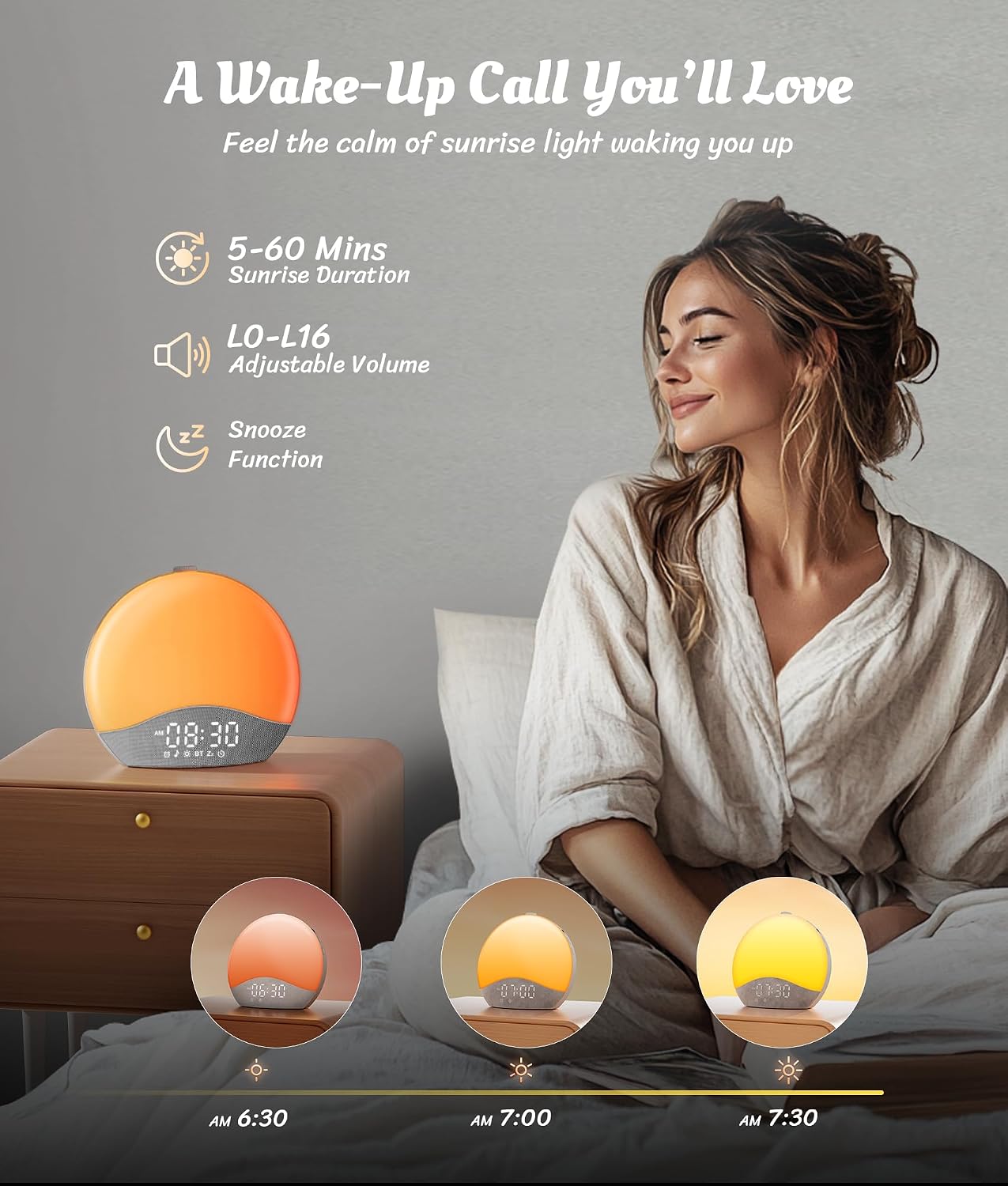 Sunrise Alarm Clock, White Noise Sound Machine, 26 Soothing Sounds