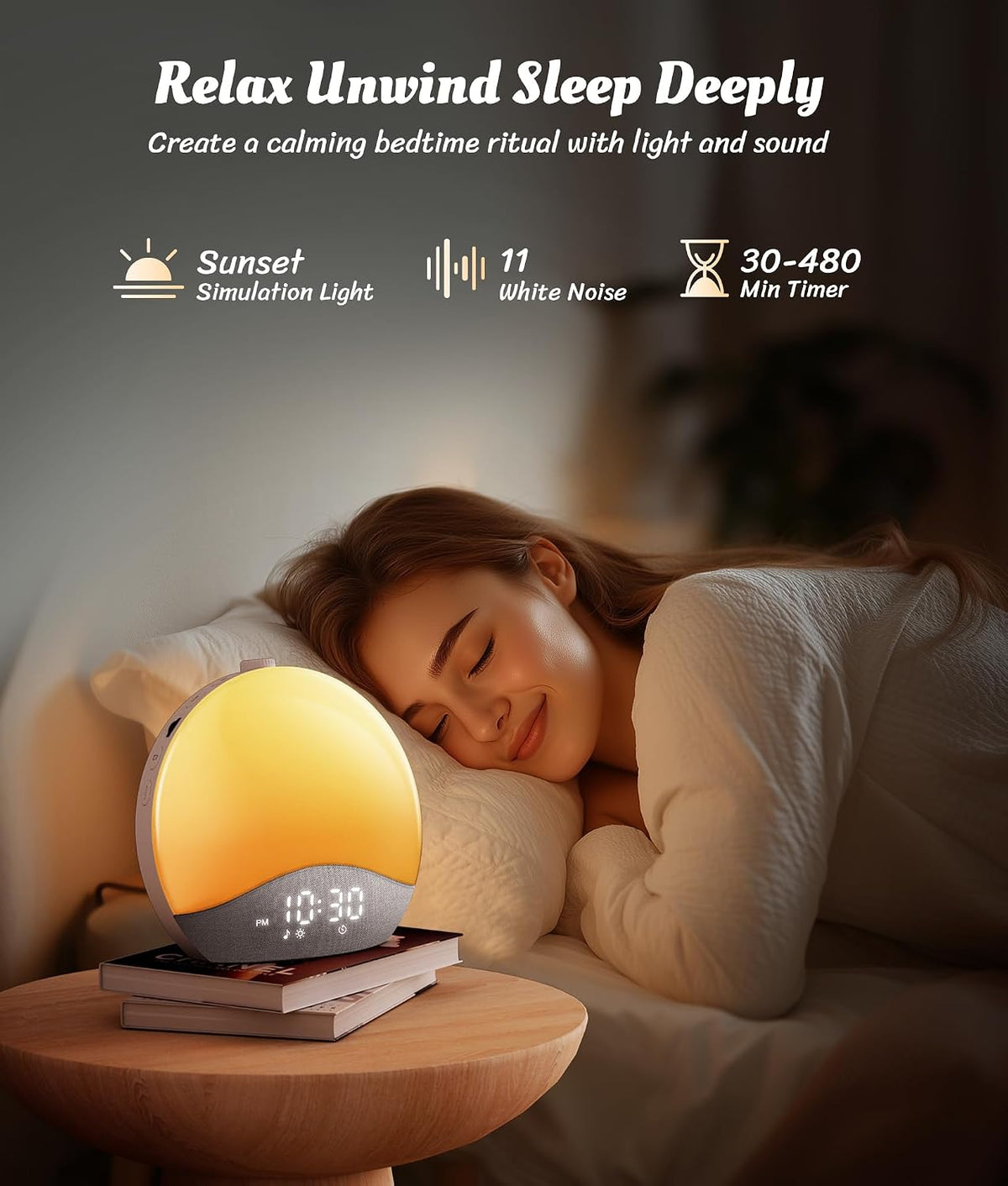 Sunrise Alarm Clock, White Noise Sound Machine, 26 Soothing Sounds
