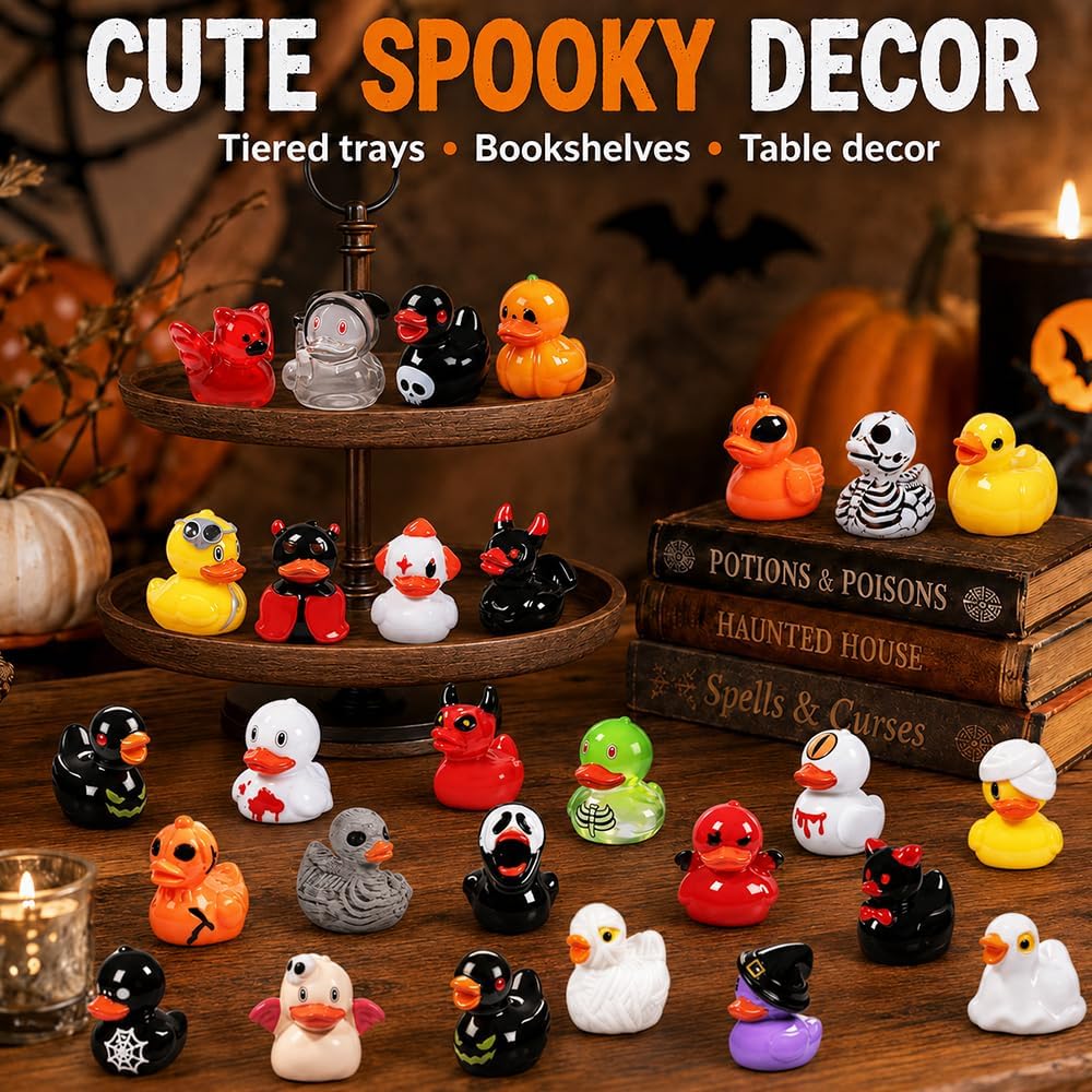 61Pcs Halloween Mini Resin Duck Novelty Halloween Party Favors Gift