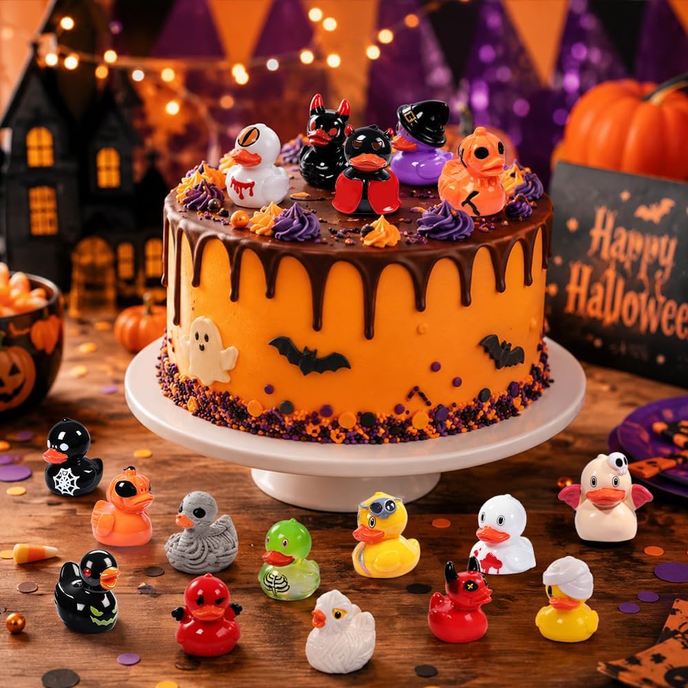 61Pcs Halloween Mini Resin Duck Novelty Halloween Party Favors Gift
