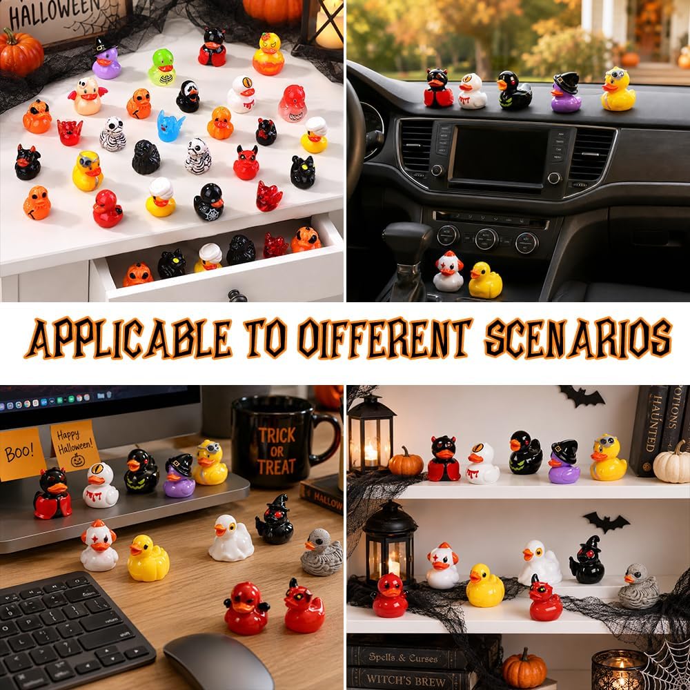 61Pcs Halloween Mini Resin Duck Novelty Halloween Party Favors Gift