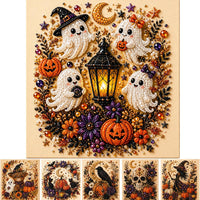 Halloween Diamond Pearl Art Kits for Adults, DIY Pearl Painting Ghost Diamond Spooky Cute 3D Crafts DIY Fall Home Decor Wall Art Handmade Beginner Seasonal Party Gift(Ghost)