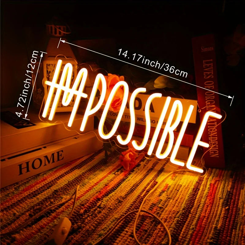 I'M POSSIBLE LED Neon Sign For Wall Decor,Light Up Signs For Wall Decor,LED Neon Light Sign For Bedroom,Gym Room Wall Decor