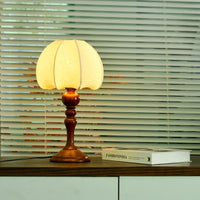 Retro Wooden Table Lamp with Petal Lampshade Warm Light Bedside Desk Lamp Office Bedroom Home Decor
