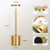 LED Classic Table Lamp USB Rechargeable Night Light Stepless Dimming Touch Desk Lamp 3 Colors Bedside Lamp Bar Hotel Decoration
