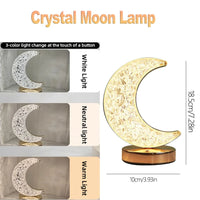 Lunar LED Night Light, Dimmable Bedroom Lamp, USB Powered Ambient Lighting for Desk, Camping, Gift, 3 Color Changing Mood Lamp