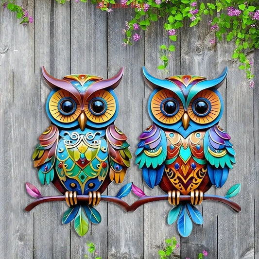 [Owl Wall Decoration] 2D Owl Wall Decoration - Colorful Outdoor/Indoor Hanging Ornament, Suitable for Garden, Patio, Living Room