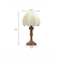 Retro Wooden Table Lamp with Petal Lampshade Warm Light Bedside Desk Lamp Office Bedroom Home Decor