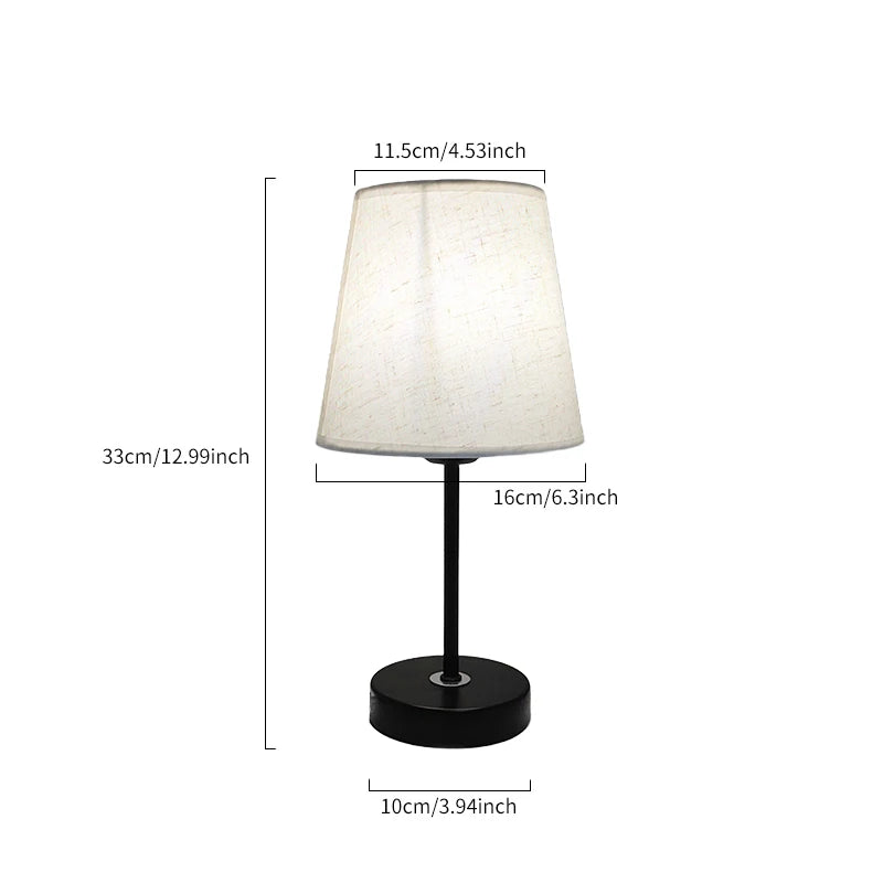 Table Lamp USB Powered Nightstand Lamp Warm Light Bedside Lamp With Cylinder Lamp Shade Desk Light Bedroom Home Decor