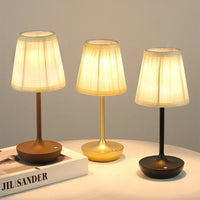 LED Table Lamps Simple Chinese Style Decoration Lamp Dimmable USB Rechargeable Fabric Lampshade Bedroom Bedside Lighting