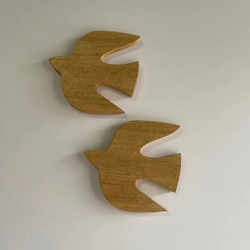 2pcs/set Wooden Swallow Wall Decor Handmade Craft Hanging Ornament Home Living Room Bedroom Wall Art Pendant