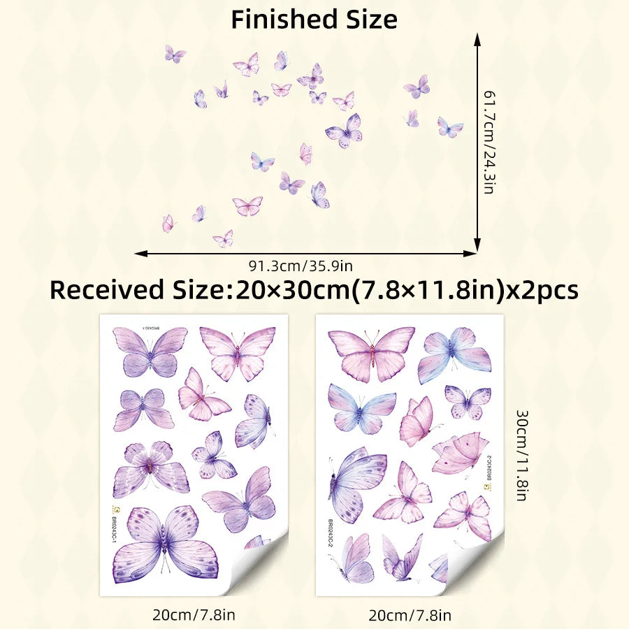 Romantic butterfly Wall Stickers Creative Home Wall Decor Self-adhesive Kids Room Decoration Bedroom Background Wall Decor