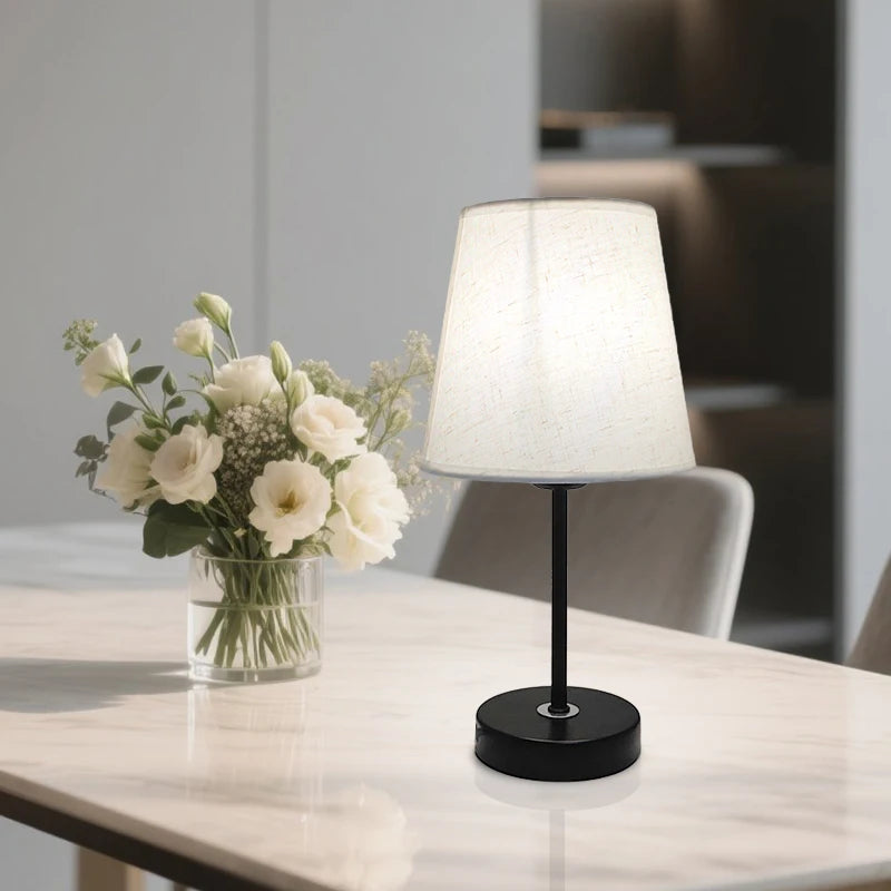 Table Lamp USB Powered Nightstand Lamp Warm Light Bedside Lamp With Cylinder Lamp Shade Desk Light Bedroom Home Decor