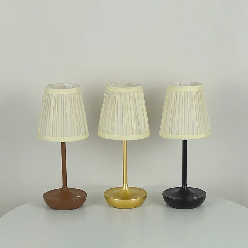LED Table Lamps Simple Chinese Style Decoration Lamp Dimmable USB Rechargeable Fabric Lampshade Bedroom Bedside Lighting