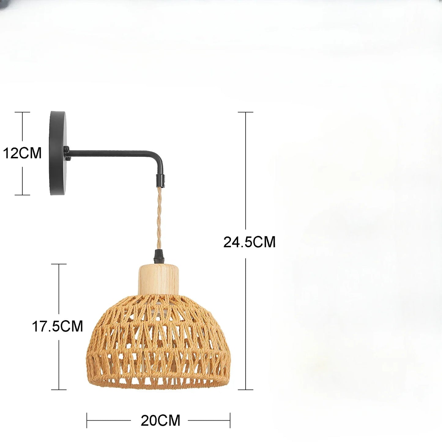 Wall Decor  Room Rattan Ancient Farmhouse Hemp Rope Japanese Woven Lamps Bedside Bedroom Living Room Rural Wall Lamp