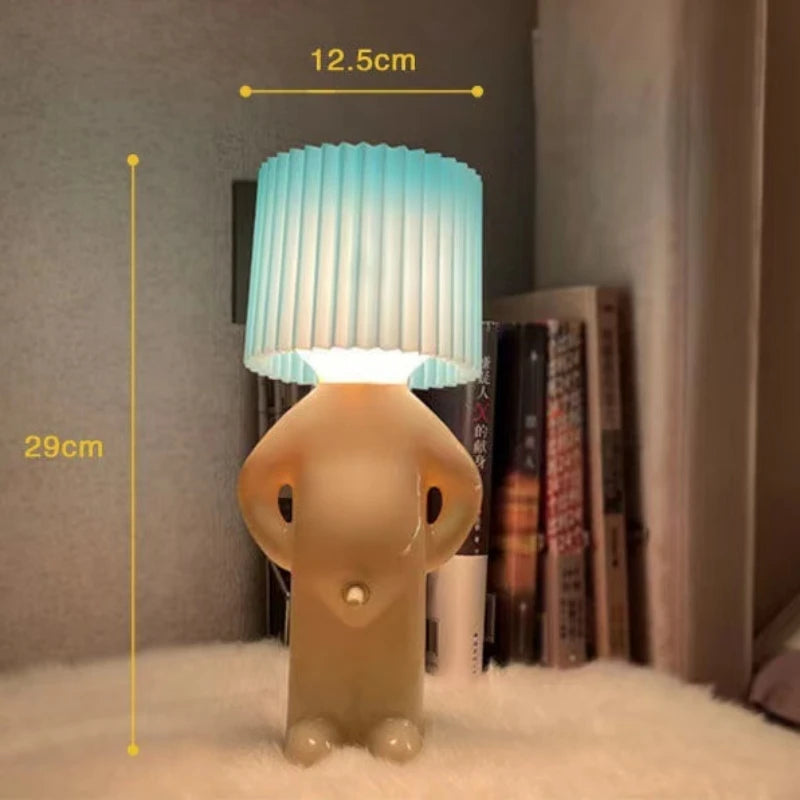 Table Lights Naughty Boy Creative Table Lamp Unique LED Pleats Reading Lighting Bedroom Bedside Night Light Children's Gift   Q