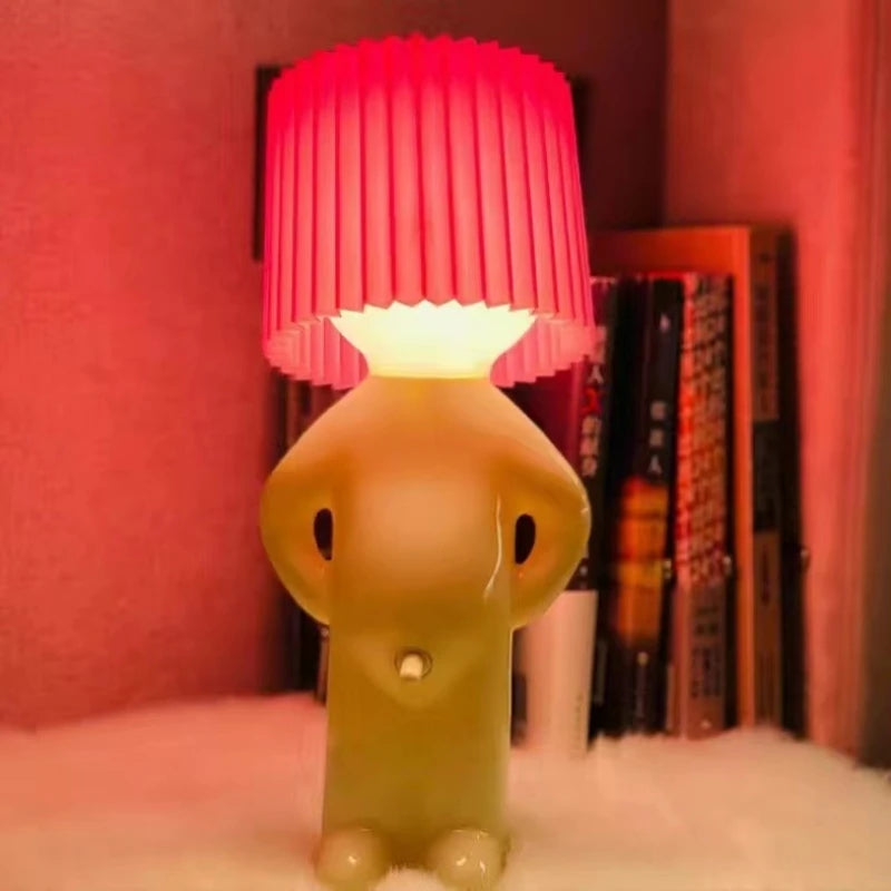 Table Lights Naughty Boy Creative Table Lamp Unique LED Pleats Reading Lighting Bedroom Bedside Night Light Children's Gift   Q