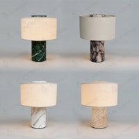 Luxury Marble Table Lamp with Fabric Shade | Modern Decorative Bedside Light for Living Room & Bedroom