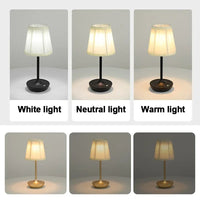LED Table Lamps Simple Chinese Style Decoration Lamp Dimmable USB Rechargeable Fabric Lampshade Bedroom Bedside Lighting