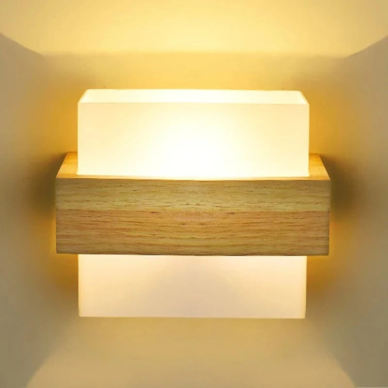 Modern Wood Lamp Led Wall Lamps Glass Light Mirror Washer Sconces Wall Light Fixtures Dressing  Living Room Dining Room Bedroom