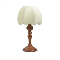 Retro Wooden Table Lamp with Petal Lampshade Warm Light Bedside Desk Lamp Office Bedroom Home Decor