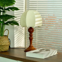 Retro Wooden Table Lamp with Petal Lampshade Warm Light Bedside Desk Lamp Office Bedroom Home Decor