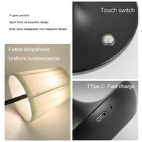 LED Table Lamps Simple Chinese Style Decoration Lamp Dimmable USB Rechargeable Fabric Lampshade Bedroom Bedside Lighting