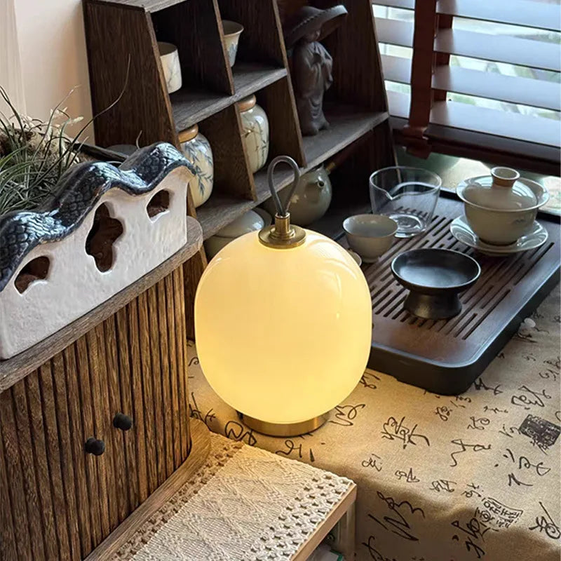 Simple Lantern Glass Table Lamp Living Room Decorative Table Lamp Bedroom Bedside Ambient Light Night Light