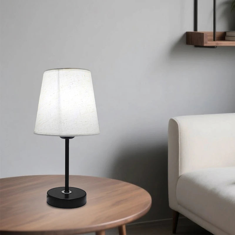 Table Lamp USB Powered Nightstand Lamp Warm Light Bedside Lamp With Cylinder Lamp Shade Desk Light Bedroom Home Decor
